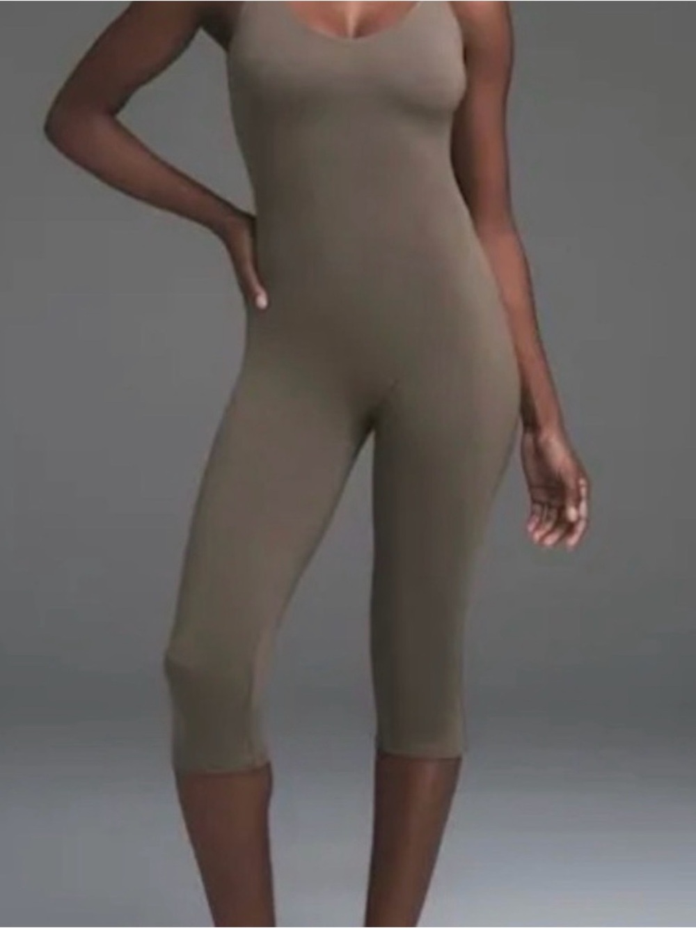 SKIMS Smooth Lounge Skimpy Strap Capri Catsuit — Truffle
